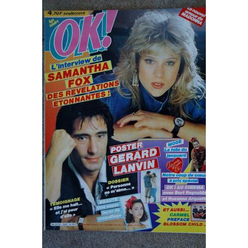 Ok ! Âge Tendre 565 Nov 1986 Cover Samantha Fox Revelations Madonna Poster Gerard Lanvin