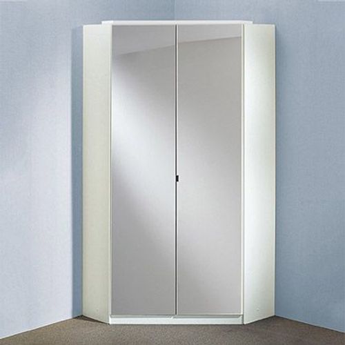 Armoire D'angle 2 Portes Avec 2 Miroirs 95x95x198 Cm Blanc - Aubin