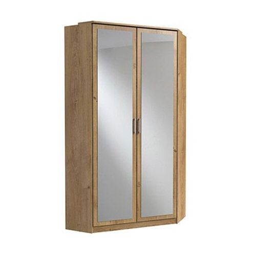Armoire D'angle 2 Portes 2 Miroirs 95 Cm Chêne - Klak