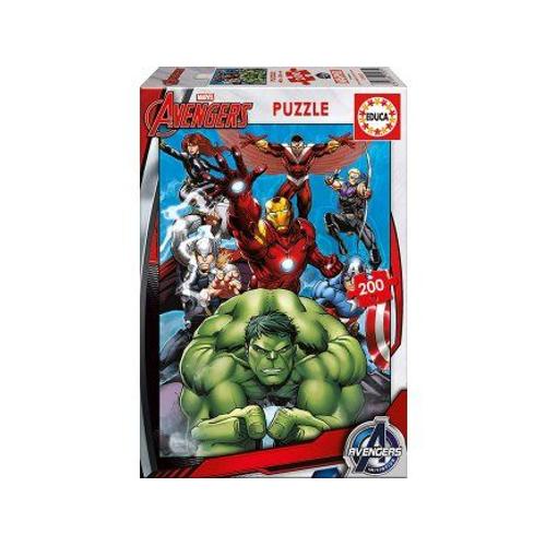 Puzzle Marvel Avengers 200 Pieces - Hulk - Iron Man - Captain American - Thor - Collection Super Heros - Enfant