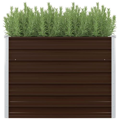 Jardinière Surélevée Marron 100x100x77 Cm Acier Galvanisé