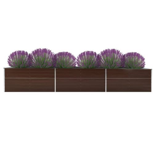 Lit Surélevé De Jardin Acier Galvanisé 480x80x45 Cm Marron