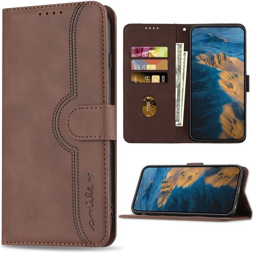 Coque Pour Samsung Galaxy S8, Antichoc Magnétique Etui En Cuir Pu, Housse Avec Fentes Pour Cartes Pour Samsung Galaxy S8, Marron