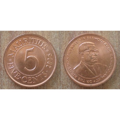 Maurice 5 Cents 2005 Neuve Piece Ile Mauritius