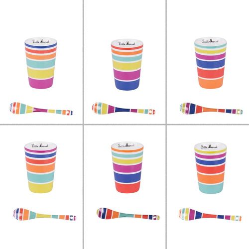 Coffret de 6 gobelets et ses cuillères multico 15 cl