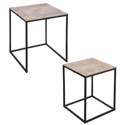 Set De 2 Bouts De Canapés Carrés Or 38x45 Et 30x39 Cm