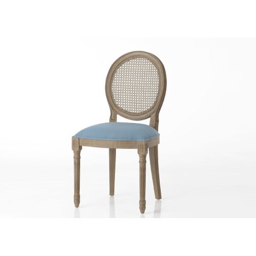 Chaise Bleu Foncé En Acajou Médaillon