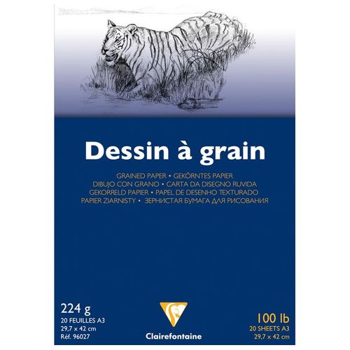 Clairefontaine Bloc Dessin Grain Fin A3 20 Feuilles 224g