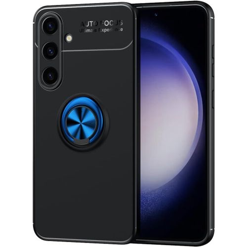 Coque Pour Samsung Galaxy S24 Plus Housse, Tpu Souple, Antichoc, Résistant Aux Rayures, Support D'anneau Rotatif À 360 Degrés, Pour Samsung Galaxy S24 Plus Étui.(Noir + Bleu)