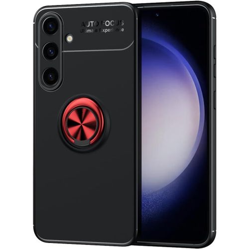 Coque Pour Samsung Galaxy S24 Plus Housse, Tpu Souple, Antichoc, Résistant Aux Rayures, Support D'anneau Rotatif À 360 Degrés, Pour Samsung Galaxy S24 Plus Étui.(Noir + Rouge)