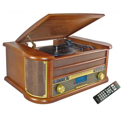 Chaîne Hifi INOVALLEY RETRO29-E vinyle style rétro Bluetooth, CD, K7 Audio, FM, USB + télécommande