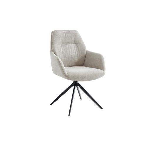 Chaise Avec Accoudoirs Dimia - Tissu Et Métal - Crème