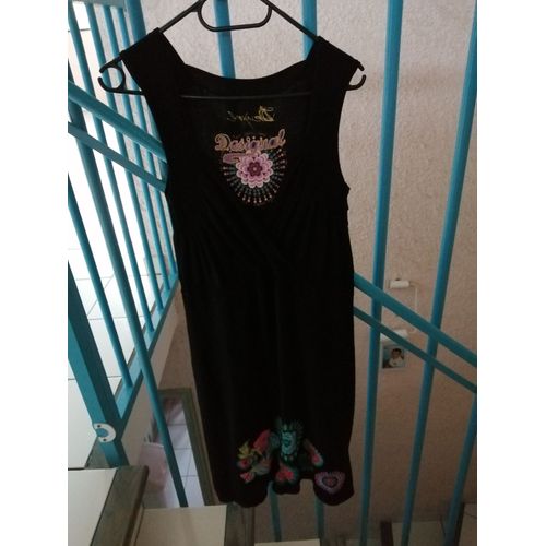 Robe Noire Sans Manche En Petit Lainage Désigual Taille 36