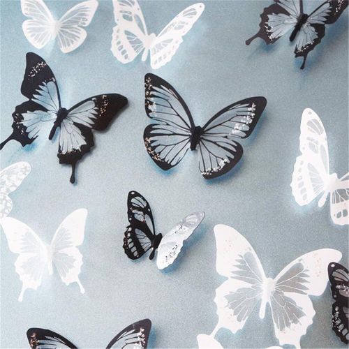 18 pièces 3D cristal papillons fonds d'écran bricolage décor à la maison pour enfants chambre de noël fête décoration cuisine réfrigérateur décalcomanie