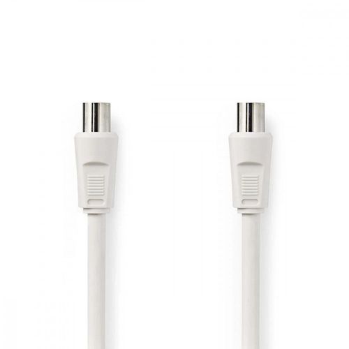 Nedis - Câble d'antenne - connecteur IEC mâle pour connecteur IEC femelle - 25 m - câble coaxial à double blindage - 90 dB - blanc - rond