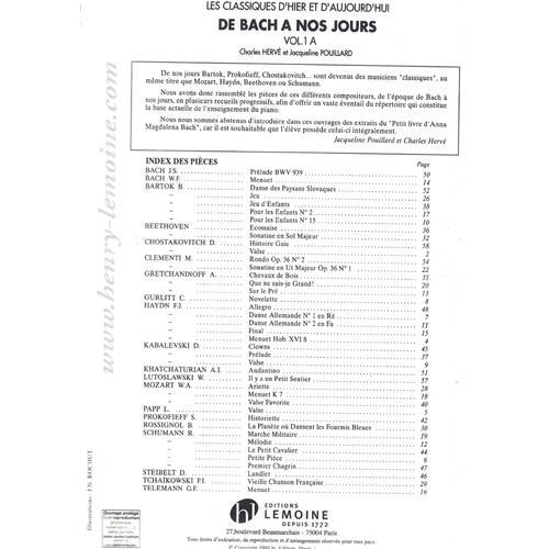 De Bach À Nos Jours - Volume 1a - Partitions & Song books