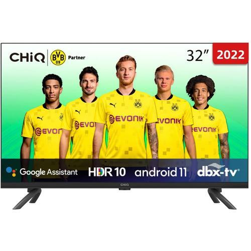 CHiQ L32G7L 32" Frameless Android TV,Direct-lit LEDs, HDR10, DBX-TV, Quad-Core CPU, 2.4/5G Wi-FI, Bluetooth5.0, Google Assistant, 2022