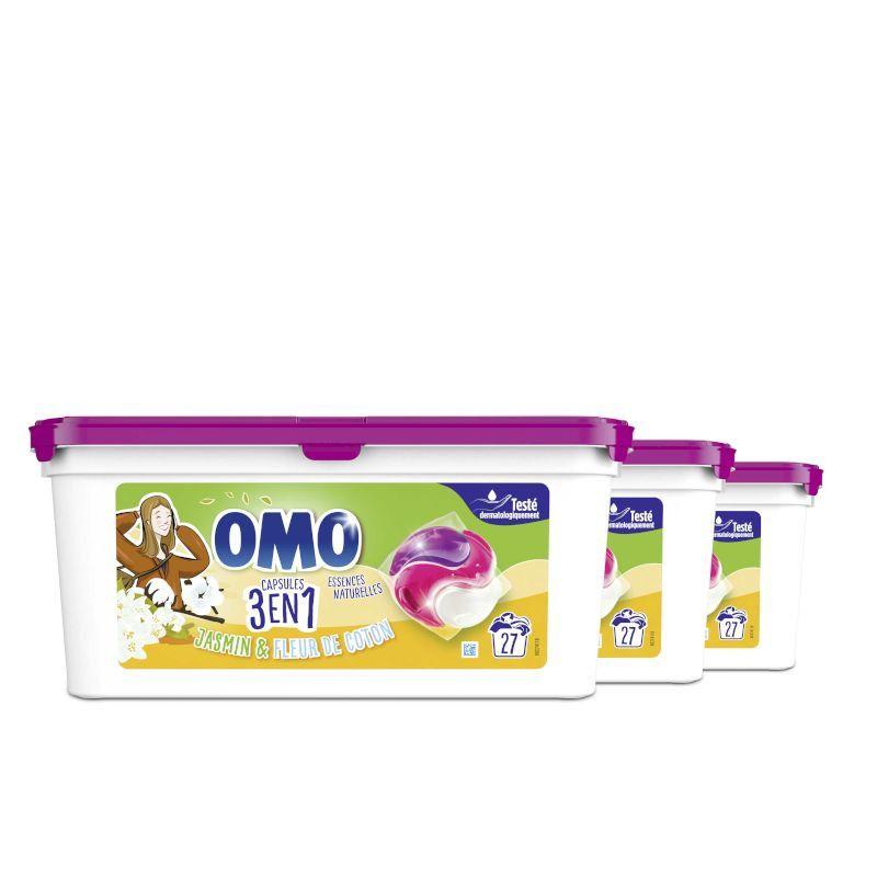 OMO Lessive capsule Jasmin & fleur de coton 3 en 1 - 572 g - 27 lavages -  Cdiscount Electroménager