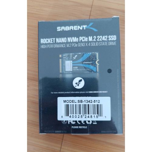 Disque dur SSD interne Sabrent 512 Go pcie M.2 2242 SB-1342-512