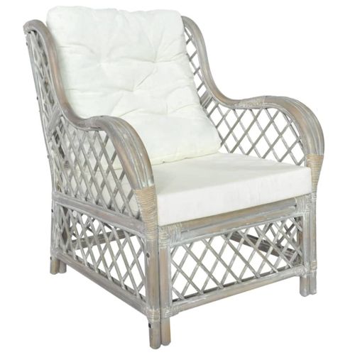 Vidaxl Canapé Avec Coussin Gris Rotin Naturel Et Lin