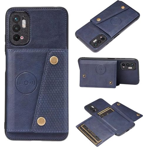 Compatible Avec Coque Xiaomi Poco M3 Pro, Etui En Cuir De Téléphone Avec Emplacement De Cartes Coque+Film De Protection D?Écran Téléphone Portable Stand Housse-Bleu