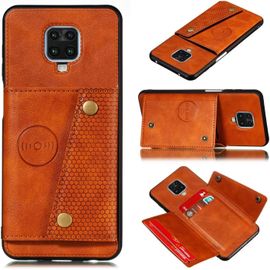 Compatible Avec Coque Xiaomi Redmi Note 9s, Etui En Cuir De Téléphone Avec Emplacement De Cartes Coque+Film De Protection D?Écran Téléphone Portable Stand Housse-Marron
