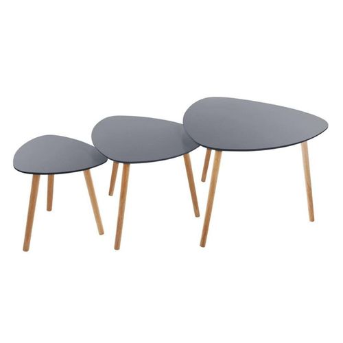 Lot De 3 Tables Café Gris Miléo Atmosphera