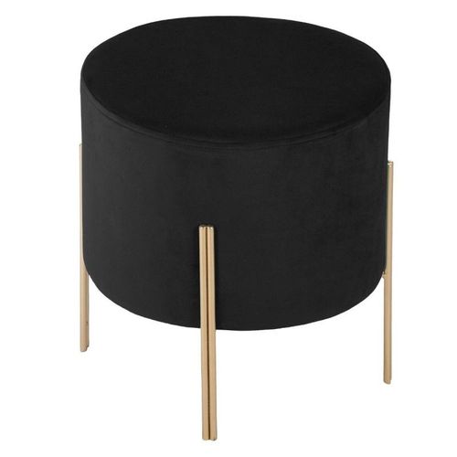Tabouret En Velours ""Living"" Atmosphera - Tabouret En Velours Living Noir-Noir - Noir