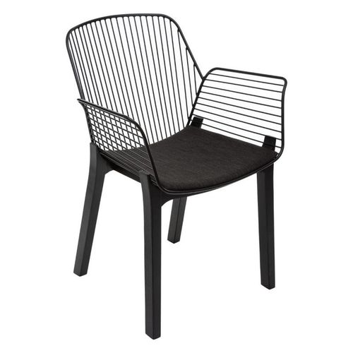 Fauteuil Fil Noir Pieds Bois « Alby » Atmosphera