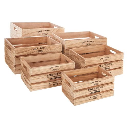 Lot De 6 Caisses Cagette Déco Atmosphera - Lot De 6 Caisses Cagette Déco Factory Naturel-Factory Naturel - Beige