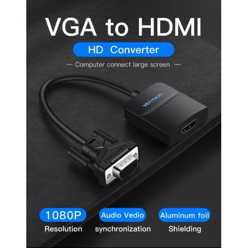 Vention VGA mâle HDMI femelle prise Jack 3.5 audio + alimentation par câble usb