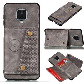 Compatible Avec Coque Xiaomi Redmi Note 9s, Etui En Cuir De Téléphone Avec Emplacement De Cartes Coque+Film De Protection D?Écran Téléphone Portable Stand Housse-Gris