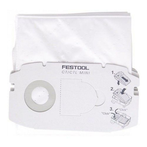 Paquet 5 sacs filtre SELFCLEAN SC FIS-CT MINI FESTOOL - Pour aspirateur CTL mini - 498410