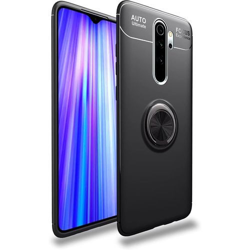Compatible Avec Xiaomi Redmi Note 8 Pro Coque, 360 Degres Protection Bumper + Verre Trempé, Coque Avec Anneau Support Cover Skin Cases Housse Etui Protector-Noir