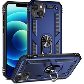 Compatible Avec Coque Iphone 14 Avec Aimant Anneau Support, 360°Double Couche Renforcée Défense Bumper Antichoc Armure Housse Etui Avec Protection Écran-Bleu