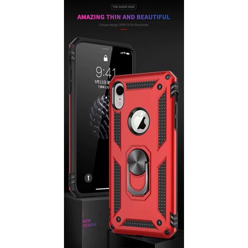 Coque Iphone Xr Avec Aimant Anneau Support, 360° Double Couche Renforcée Défense Bumper Antichoc Armure Housse Etui Avec Protection Écran Pour Iphone Xr, Argent