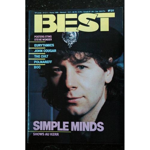 Best 211 Fevrier 1986 Simple Minds Eurythmics John Cougar The Cult Polnareff Posters Sting Steve Wonder