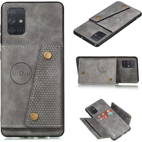 Compatible Avec Coque Samsung Galaxy A33 5g, Etui En Cuir De Téléphone Avec Emplacement De Cartes Coque+Film De Protection D?Écran Téléphone Portable Stand Housse-Gris