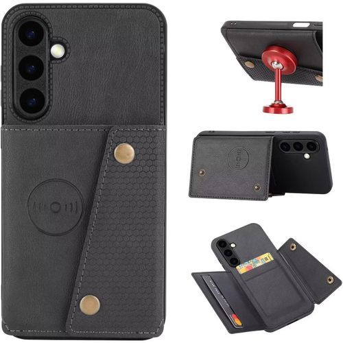 Compatible Avec Coque Samsung Galaxy S24 Plus, Etui En Cuir De Téléphone Avec Emplacement De Cartes Coque+Film De Protection D?Écran Téléphone Portable Stand Housse-Noir