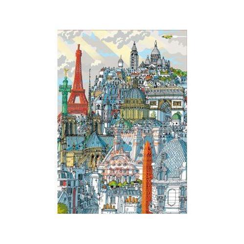 Puzzle Adulte Monuments De Paris Tour Eiffel Et Avenue De Montmartre - 1000 Pieces - Collection France - Art