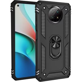 Compatible Avec Coque Xiaomi Redmi Note 9 Avec Aimant Anneau Support, 360°Double Couche Renforcée Défense Bumper Antichoc Armure Housse Etui Avec Protection Écran-Noir