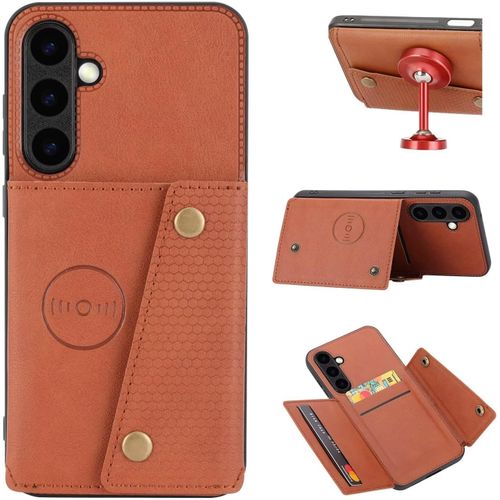 Compatible Avec Coque Samsung Galaxy S24 Plus, Etui En Cuir De Téléphone Avec Emplacement De Cartes Coque+Film De Protection D?Écran Téléphone Portable Stand Housse-Marron