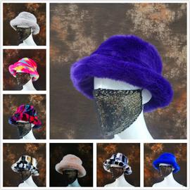 Hiver Femmes Cosaque pluie Seau style Chapeau avec bordure en fourrure synthétique 