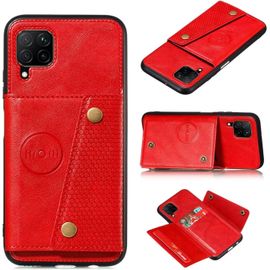 Compatible Avec Coque Samsung Galaxy A12, Etui En Cuir De Téléphone Avec Emplacement De Cartes Coque+Film De Protection D?Écran Téléphone Portable Stand Housse-Rouge