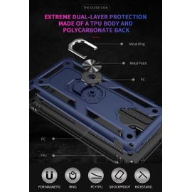 Compatible Avec Coque Xiaomi Redmi Note 9s Avec Aimant Anneau Support, 360°Double Couche Renforcée Défense Bumper Antichoc Armure Housse Etui Avec Protection Écran-Noir
