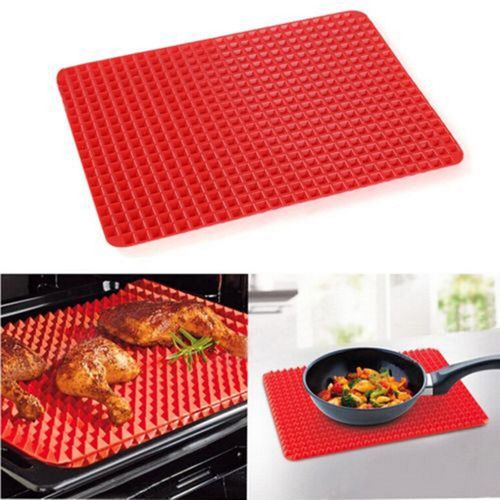 Plaque de cuisson antiadhésive en Silicone, plaque fine, plaque de cuisson, moule, méthode facile pour four, pyramide rouge, ustensiles de cuisine, 39x27cm