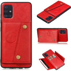 Compatible Avec Coque Samsung Galaxy A51 4g, Etui En Cuir De Téléphone Avec Emplacement De Cartes Coque+Film De Protection D?Écran Téléphone Portable Stand Housse-Rouge