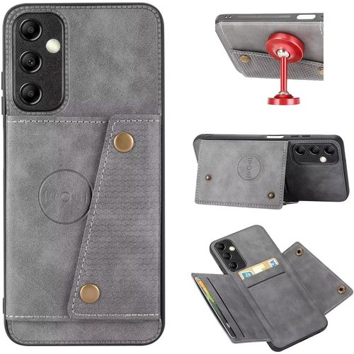 Compatible Avec Coque Samsung Galaxy A05s 4g, Etui En Cuir De Téléphone Avec Emplacement De Cartes Coque+Film De Protection D?Écran Téléphone Portable Stand Housse-Gris
