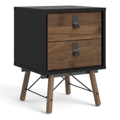 Armoire De Chevet Sny 2 Tiroir En Noyer Noir Matt