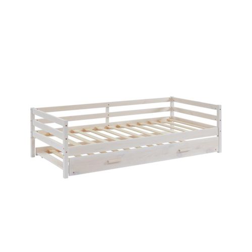 Lit Gigogne Aedan Ii - 2 X 90 X 190 Cm - Pin Massif Et Mdf - Blanchi